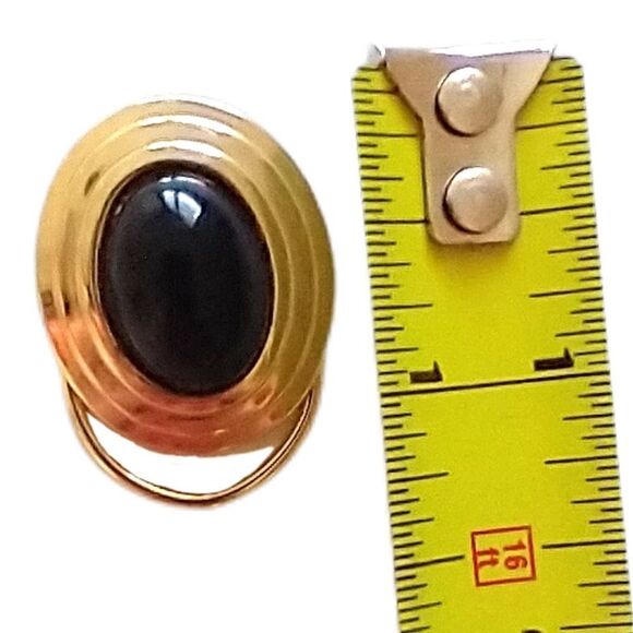 Vintage Scarf Clip Pin Black Acrylic Stone Gold Tone 80s 90s Retro MCM - Picture 2 of 14
